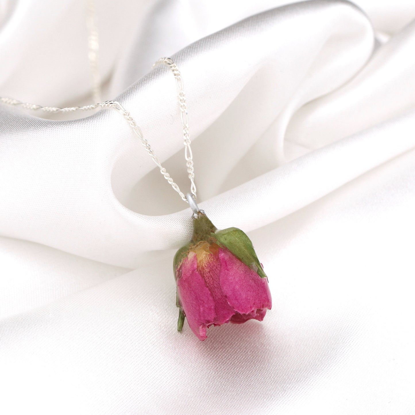 Real Rose Pendant with 925 Sterling Silver Chain - Botanical Necklace - K925-117