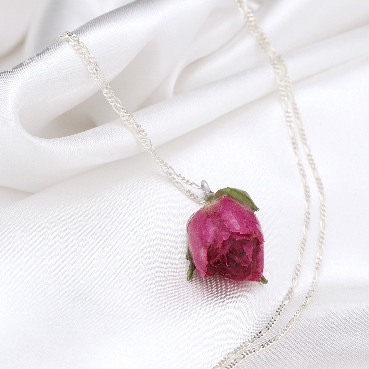 Real Rose Pendant with 925 Sterling Silver Chain - Botanical Necklace - K925-117