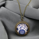 Tiles Glass Pendant Chain - Bronze Oriental Tile Playful Chain - VIK-54