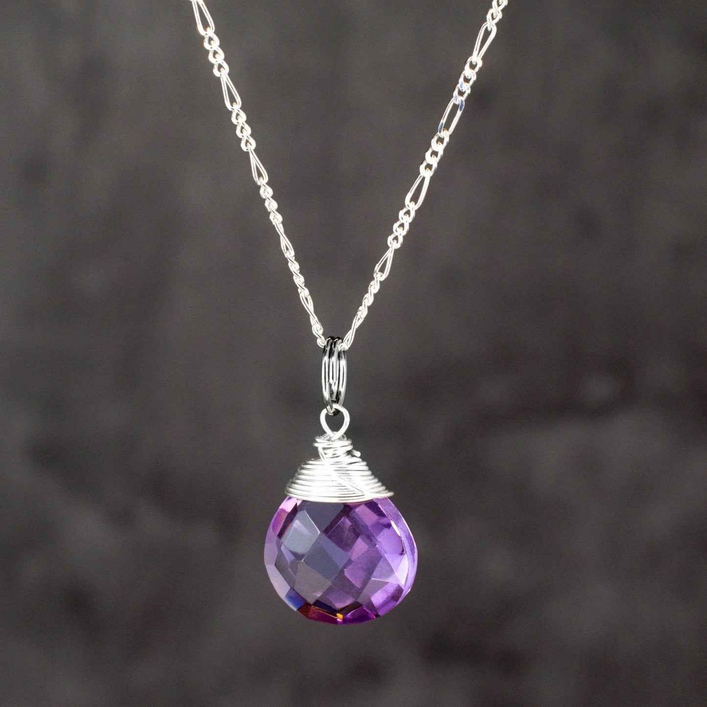 Amethyst Silver Pendulum Pendant Chain - K925-21