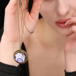 Tiles Glass Pendant Chain - Bronze Oriental Tile Playful Chain - VIK-54