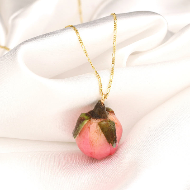 Genuine Rose Necklace-925 Sterling gold gold plated chain cast with resin-K925-58