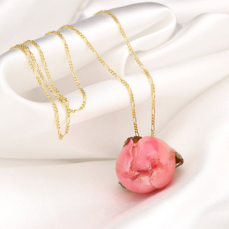 Genuine Rose Necklace-925 Sterling gold gold plated chain cast with resin-K925-58