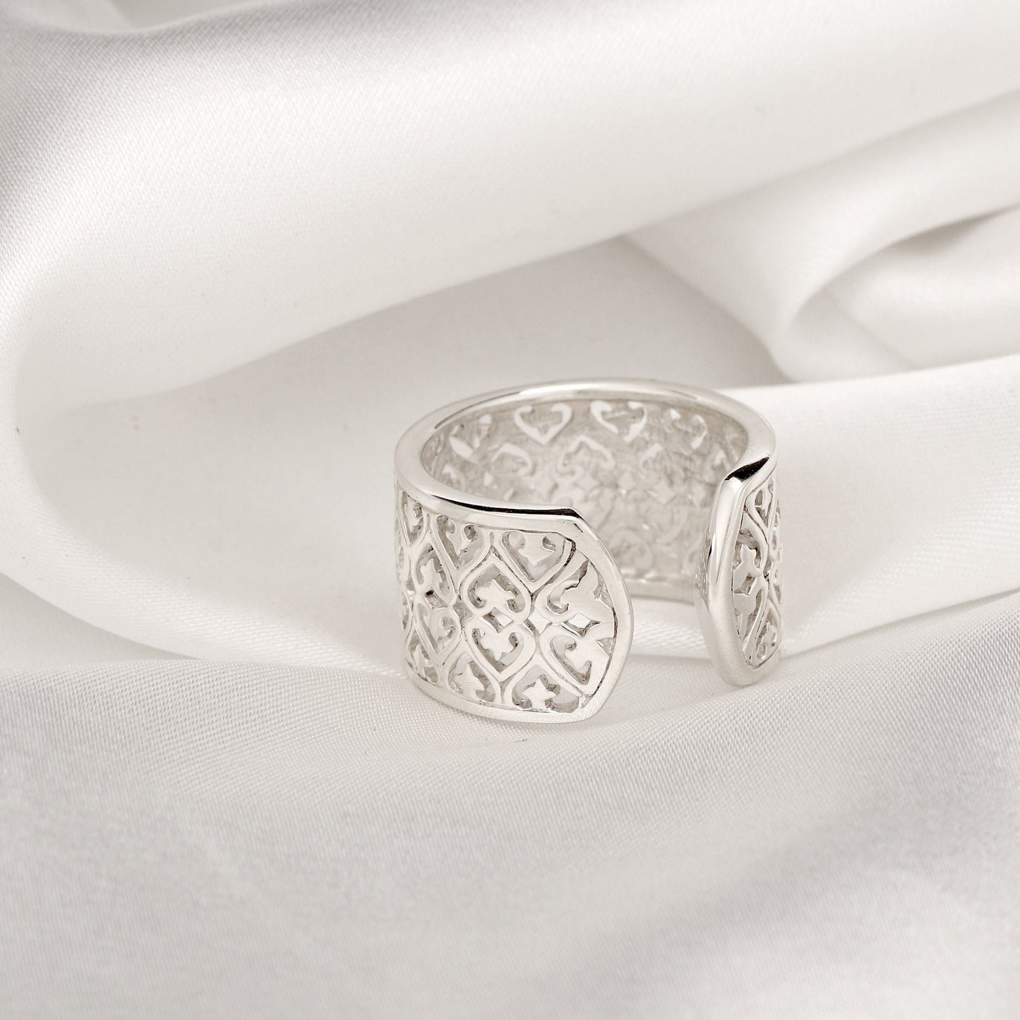 Ornamental 925 Sterling Silver Ring in Orient Style - Size Adjustable Statement Ring - RG925-15