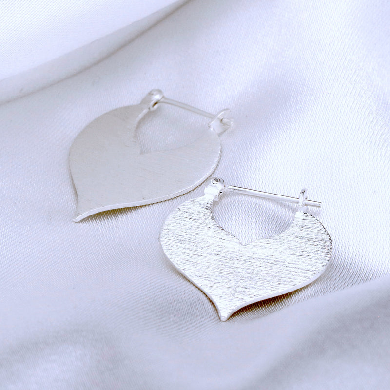 Minimalist Drop Earrings - 925 Sterling Silver Brushed Sultan 1001 Night Arab Style Ear925-87