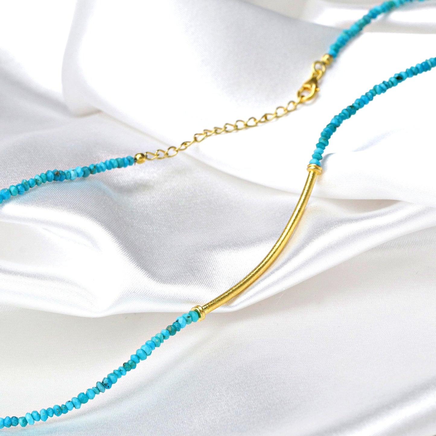 925 Sterling Gold Plated Gemstone Chain "Turquoise & Gold"