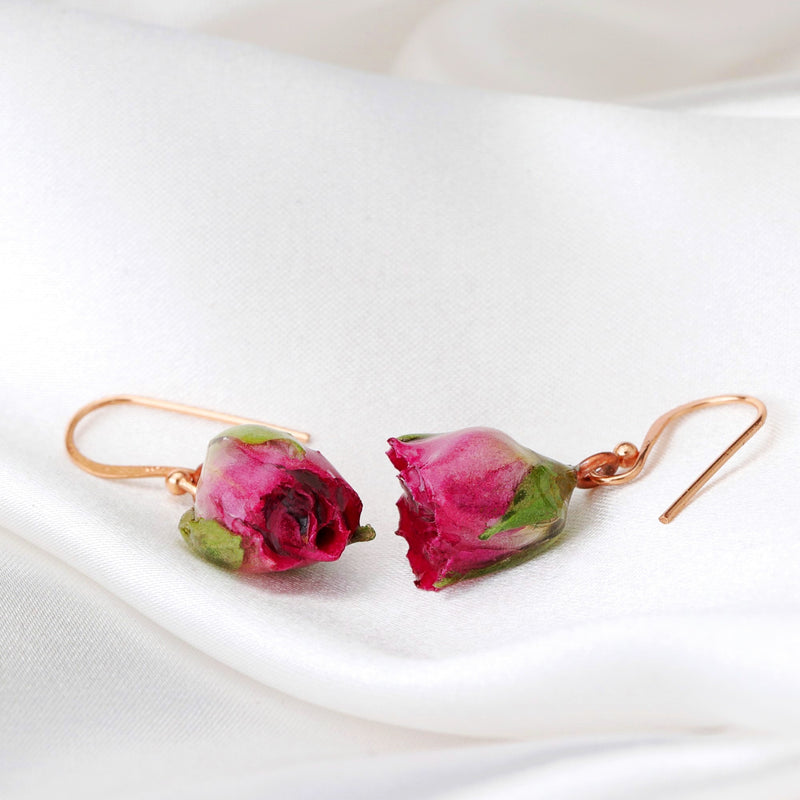 925 Sterling silver earrings with real roses