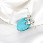 925 Sterling Silver Gemstone Chain "Salamander & Turquoise" - K925-135