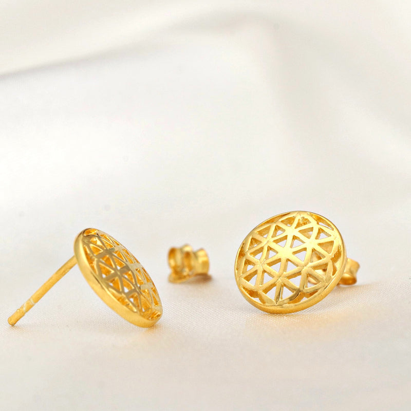 925 Gold Gold Gold Earrings "Flower of Life" - OHR925-106