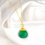 925 Sterling Silver Gold-plated Chain "Green Onyx"