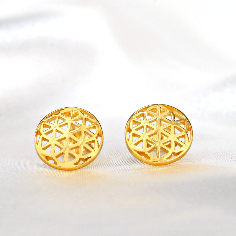 925 Gold Gold Gold Earrings "Flower of Life" - OHR925-106