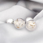 Double Ear Plugs Beads and Pusteblumen-Elegant Terrarium Botanical Ear Studs-VINOHR-62