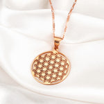 925 Sterling Rosegold Gold Plated Chain Flower of Life - K925-34