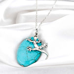 925 Sterling Silver Gemstone Chain "Salamander & Turquoise" - K925-135