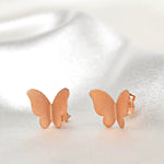 Mini Butterflies Stud Earrings - Minimalist 925 Rose Gold Plated Earrings - Ear925-46