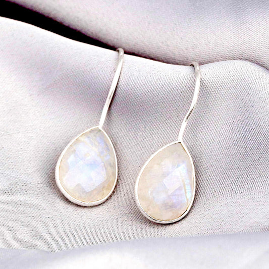 925 Sterling Silver Moonstone Earrings - Ear925-93