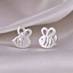 Bee Mini Stud Earrings - 925 Sterling Silver Earrings - Stamina Creativity Symbol Jewelry - Ear925-90