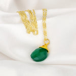 925 Sterling Silver Gold-plated Chain "Green Onyx"