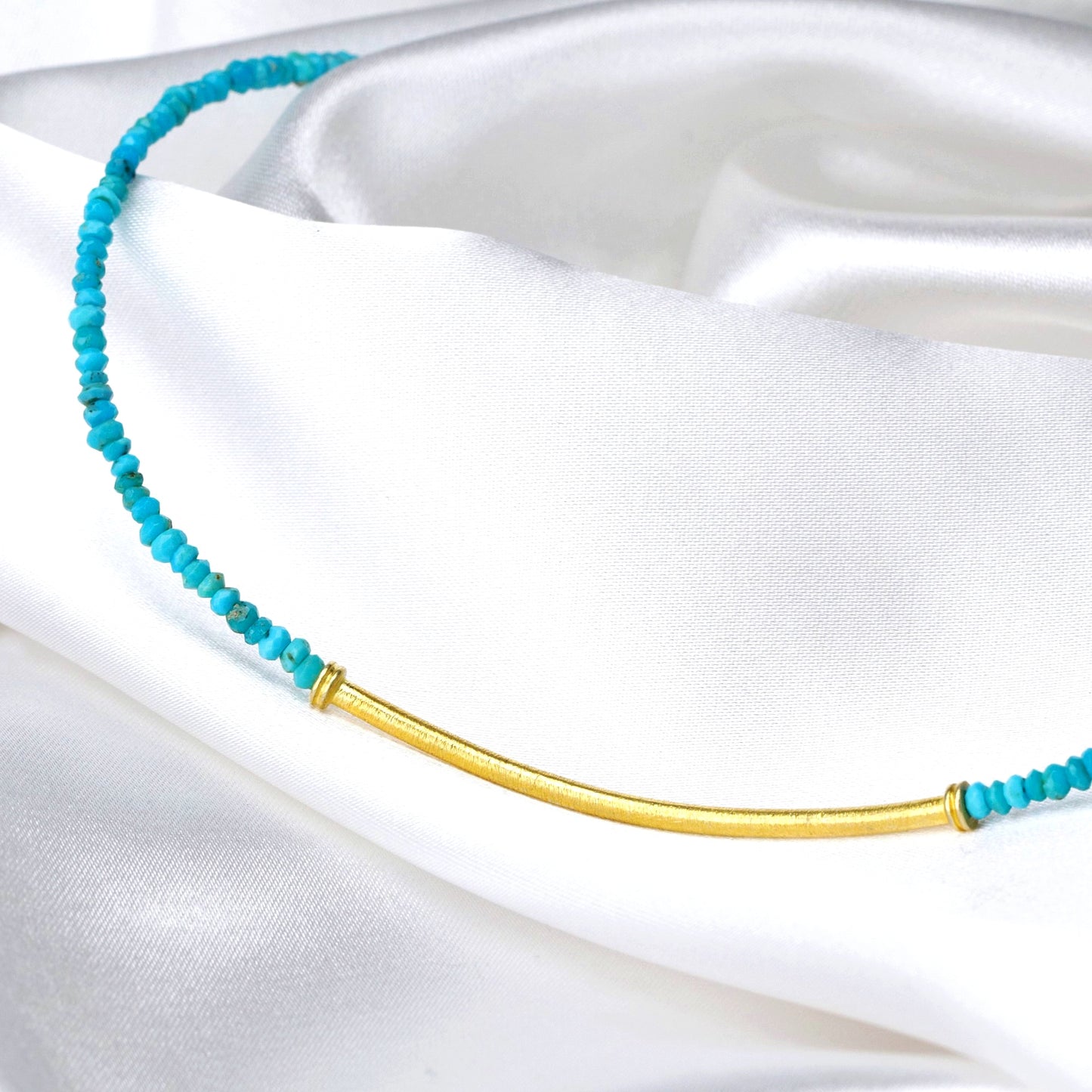 925 Sterling Gold Plated Gemstone Chain "Turquoise & Gold"