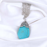 Turquoise Howlith necklace with ornaments-VIK-106