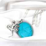 925 Sterling Silver Gemstone Chain "Salamander & Turquoise" - K925-135