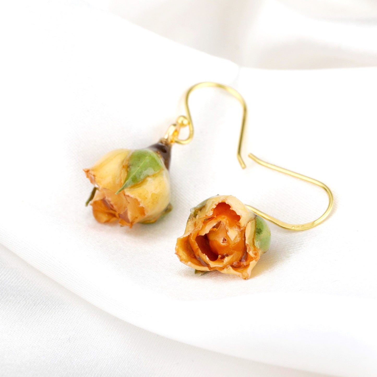 925 real mini roses sterling gold plated earrings