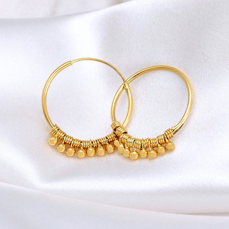 925 Sterling Gold Plated Gyspy Hoop Earrings - OHR925-126