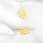 Autumn Leaves Gold Earrings - 925 Sterling Gold Plated Matt Leaf 3D Earrings - Ear925-34