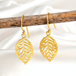 Leaf Earrings-925 Sterling Vergoldet Botanical Drop Earrings-OHR925-14