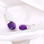 Amethyst Drop Earrings - 925 Sterling Silver Gem Earrings - Ear925-85