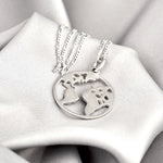 World Map Silhouette Pendant - 925 Sterling Silver Globetrotter World Tour Trailer Necklace - K925-143