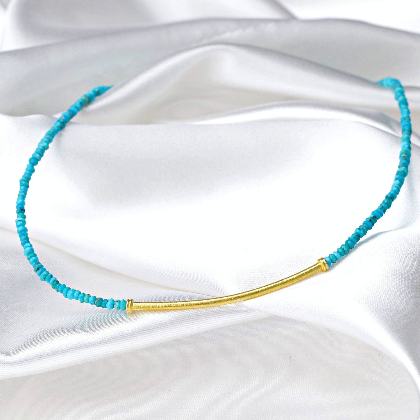 925 Sterling Gold Plated Gemstone Chain "Turquoise & Gold"