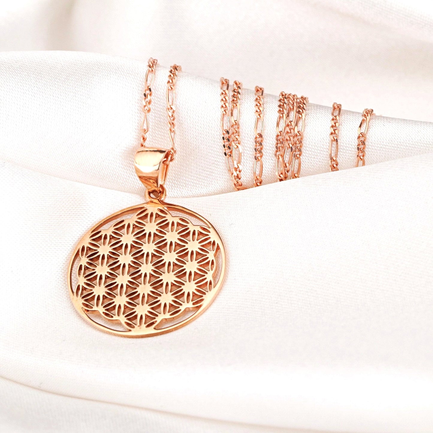 925 Sterling Rosegold Gold Plated Chain Flower of Life - K925-34
