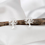 Living Tree Mini Stud Earrings - 925 Sterling Silver Minimalist Small Tree Earrings - Ear925-124