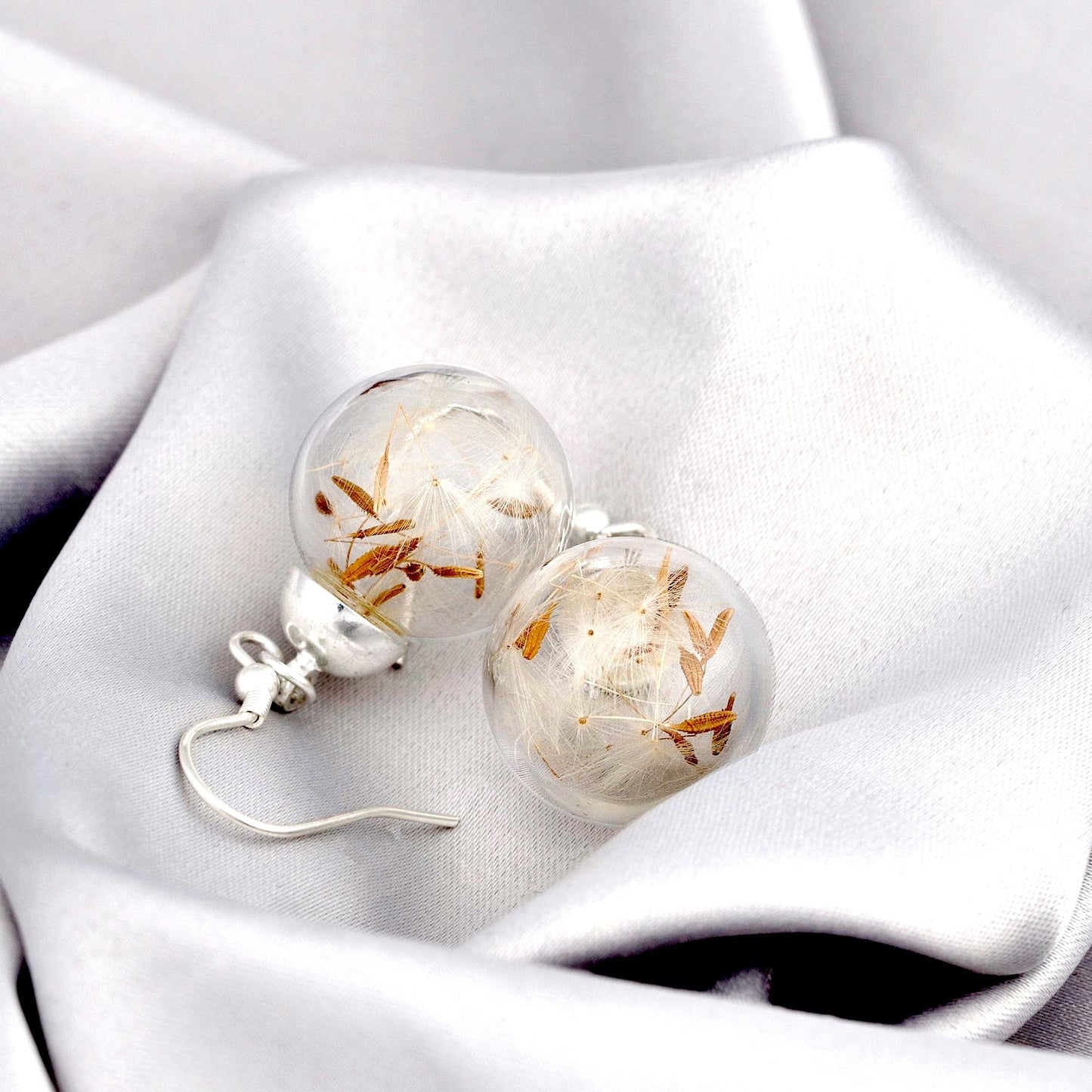 Romantic Real Pulp Flowers Earrings - 925 Sterling Silver - Floral Elegant Jewelry - Ear925-12