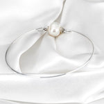 Sweet water pearl bangle - silvered natural pearl wire maritim minimalist jewelry - Retremm-29