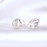 Cowrie Shell Mini Ear Studs - 925 Sterling Silver - OHR925-48