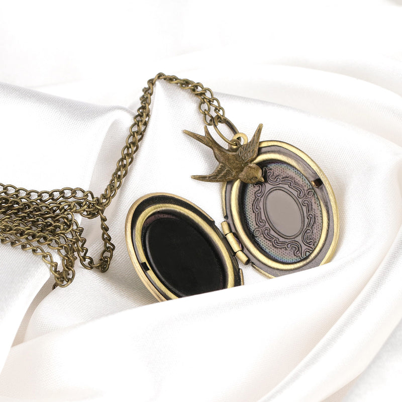 Photoservice Includes Personalizable Mystic Forest Swallow Photomed Linen Pendant Chain - VIK-29