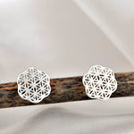 Flower of Life Mini Ear Studs - 925 Sterling Silver - OHR925-37