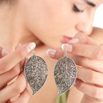 Antique leaves XL earrings - elegant gift idea for nature lovers and garden friends - vinohr-28