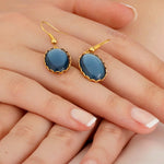 Blue Shimmering Earrings-Vintage-style gold-plated Jewelry-VINOHR-65