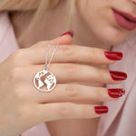 World Map Silhouette Pendant - 925 Sterling Silver Globetrotter World Tour Trailer Necklace - K925-143