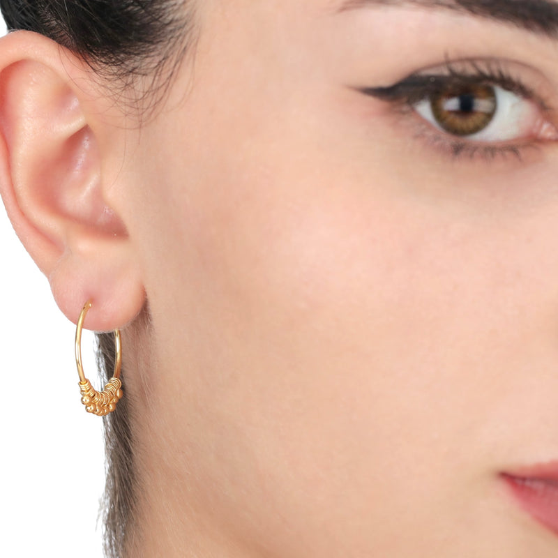 925 Sterling Gold Plated Gyspy Hoop Earrings - OHR925-126