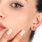 Monstera Leaf Stud Earrings - 925 Rosegold Gold Plated Exotic Leaves Earrings - Ear925-89