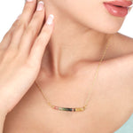 Turmalin gemstone rod necklace - 925 Sterling Gold Gold Gold-plated gemstone ring chain - K925-85