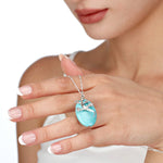 925 Sterling Silver Gemstone Chain "Salamander & Turquoise" - K925-135