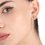 Monstera Leaf Stud Earrings - 925 Rosegold Gold Plated Exotic Leaves Earrings - Ear925-89