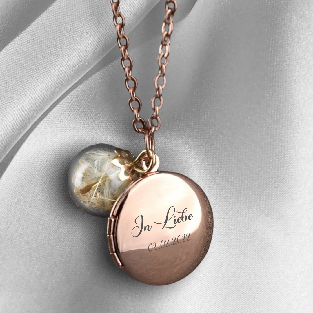 Rosegold Gold Plated Photo Dailly Chain with Pustflumen - Personalizable Jewelry with Photoservice - VIK-87