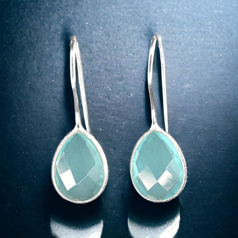 Aquamarin Earrings - 925 Sterling Silver Luxurious Gem Earrings - Ear925-105