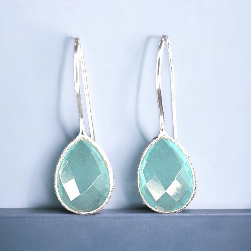 Aquamarin Earrings - 925 Sterling Silver Luxurious Gem Earrings - Ear925-105